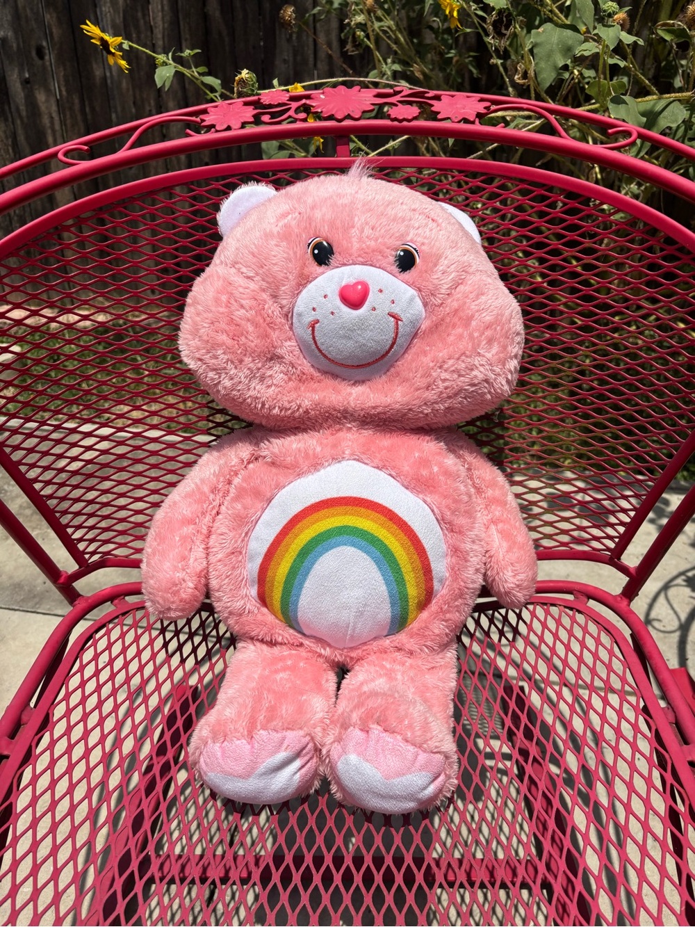 Vintage Large Pink Rainbow Care Bear Plush Toy - Kids Toy